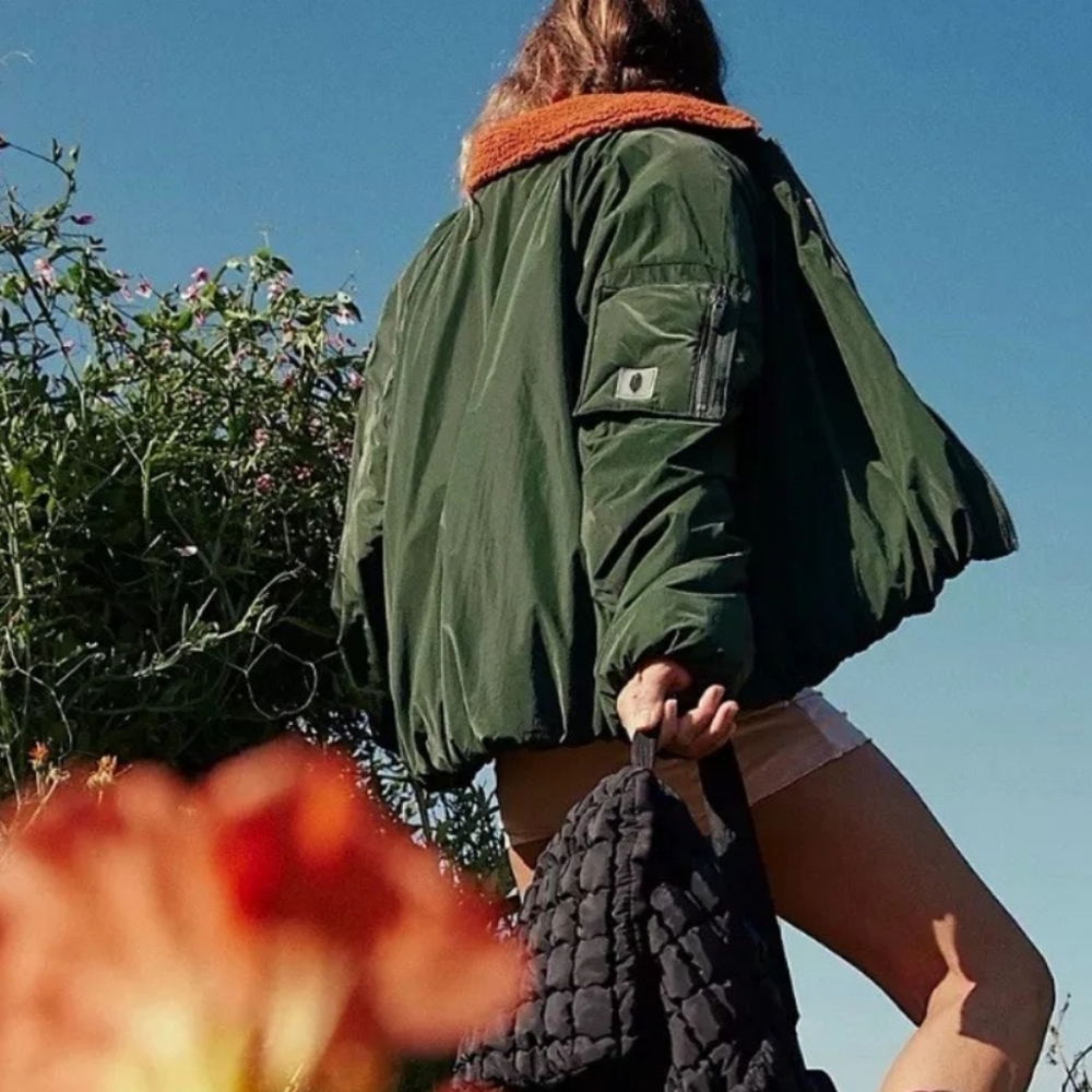 Free People Outpost Bomber Jacket Lush Pine Combo - Picture 5 of 16